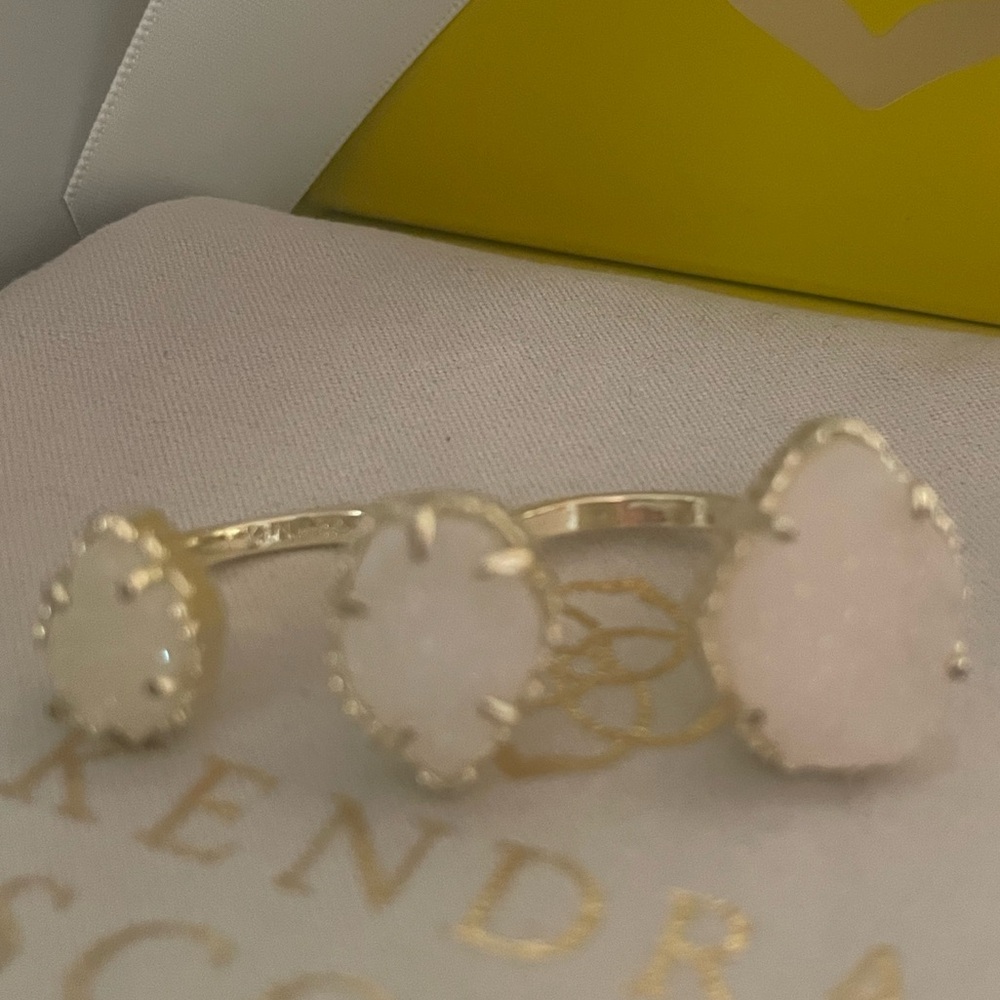 Kendra Scott Naomi Double Ring M/L Gold/ Iridescent Drusy